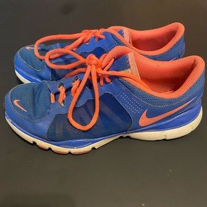 Blue and Bright Salmon Pink Nike Athletic Shoes